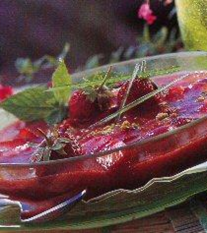 Gaspacho de fraises et tomates au pineau