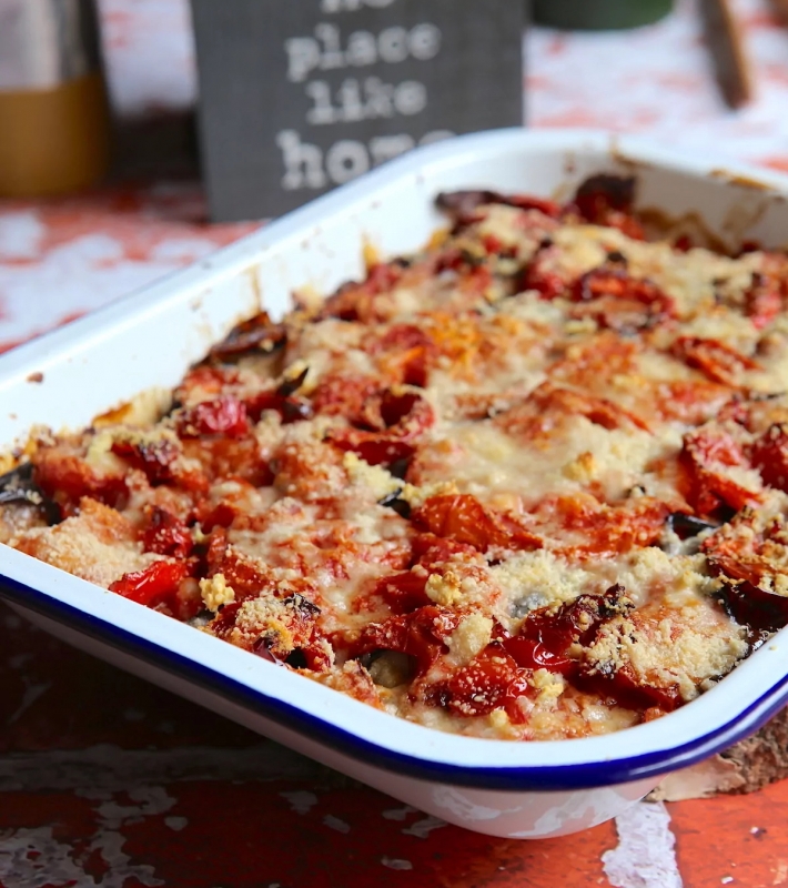 Gratin d'aubergines et de poivrons