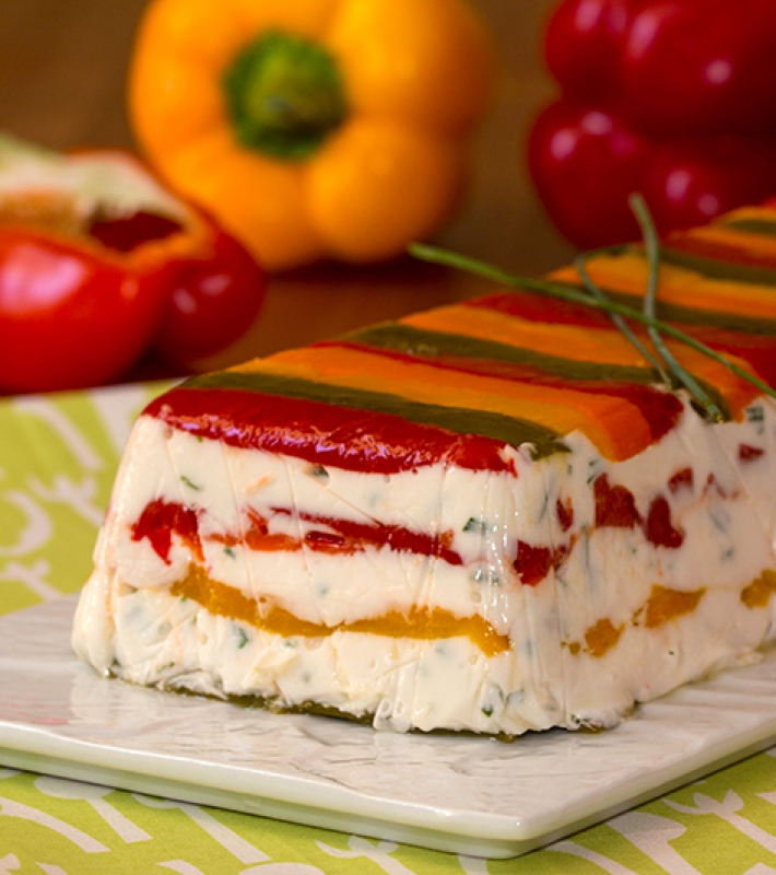Terrine de fromage frais aux deux poivrons