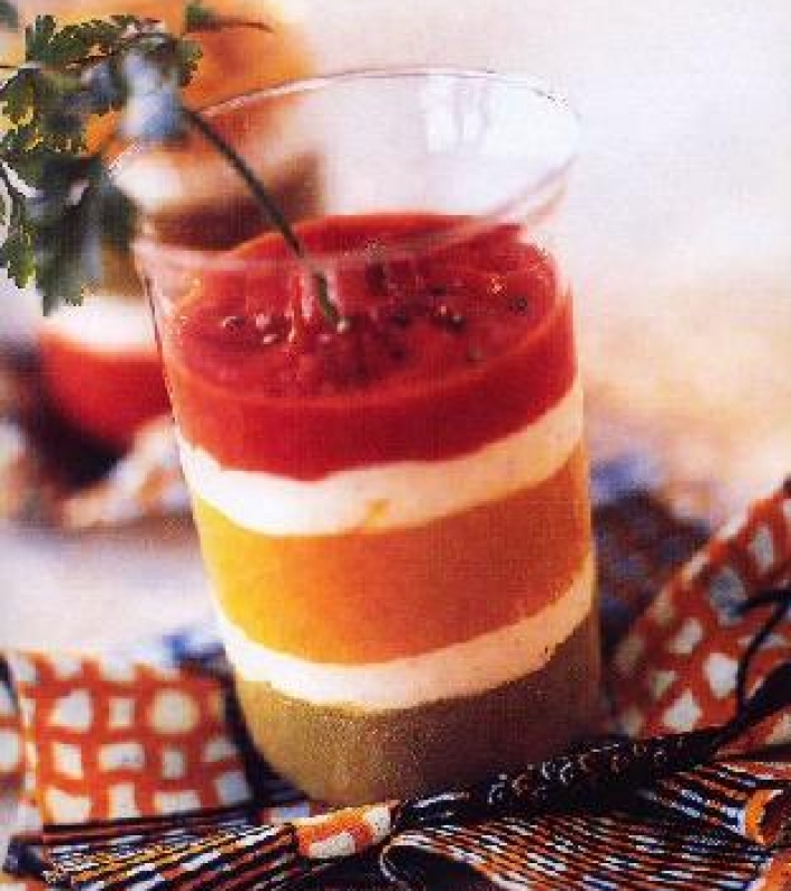 Terrine bayadère aux trois poivrons et fromage frais