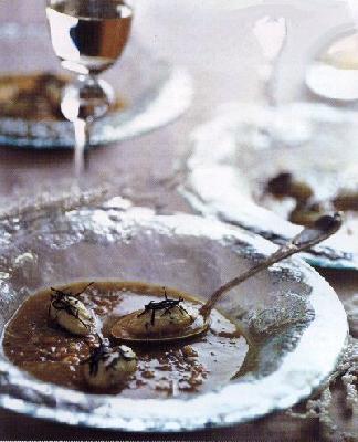 Bouillon de marron aux gnocchis de volaille