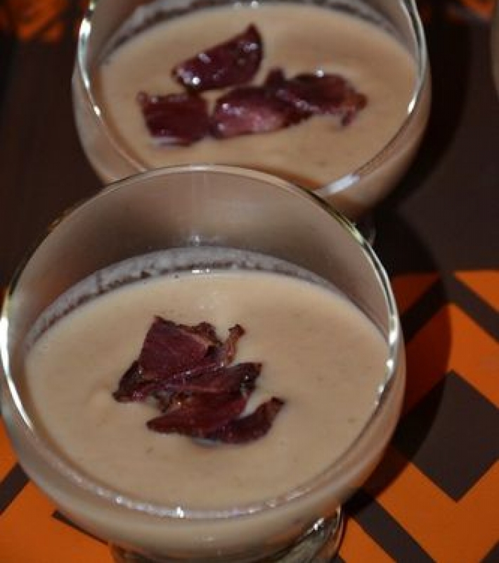 Velouté de châtaignes au magret fumé