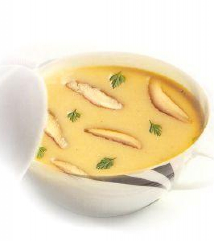 Velouté de cèpes et lard craquant