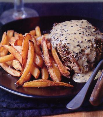 Steak au poivre et frites maison
