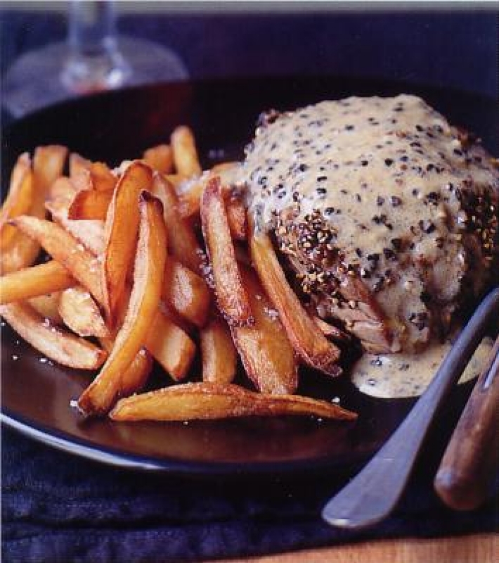 Steak au poivre et frites maison