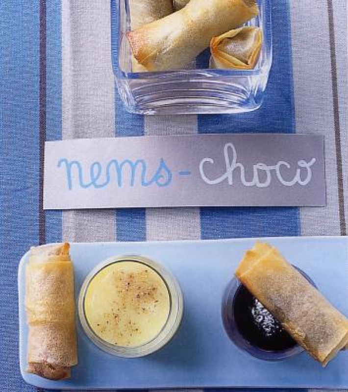 Nems de banane aux deux chocolats