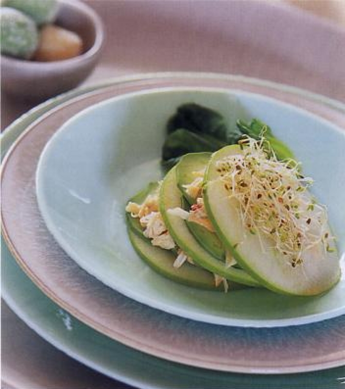 Millefeuille de granny-smith au crabe
