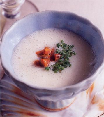 Bouillon de barbe de Saint-Jacques au champagne