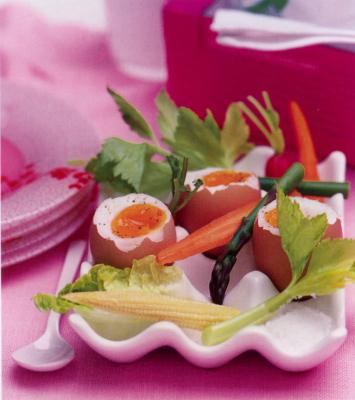 Oeufs mollets et mouillettes de légumes