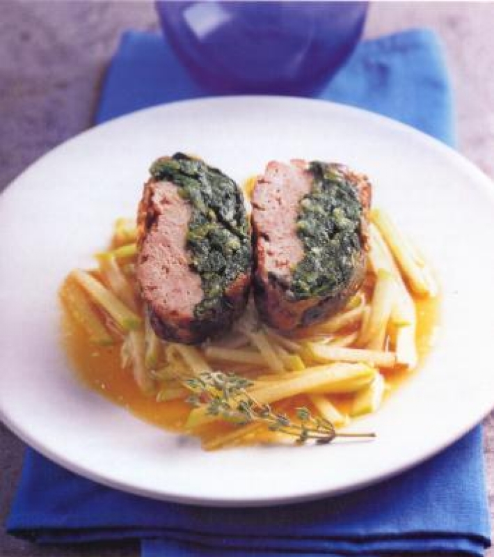 Caillettes de canard, vinaigrette de pomme verte
