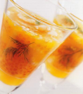 Crevettes en gelée de mandarine