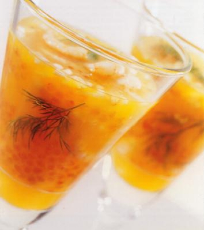 Crevettes en gelée de mandarine