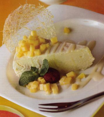 Cheese-cake au tofu et dés de mangue