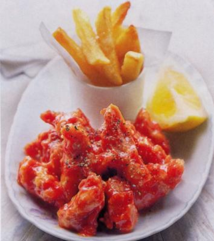 Poulet frit au ketchup et sésame