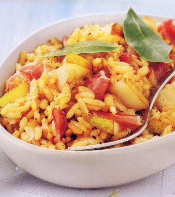 Risotto aux poires, San Daniele et chicorée