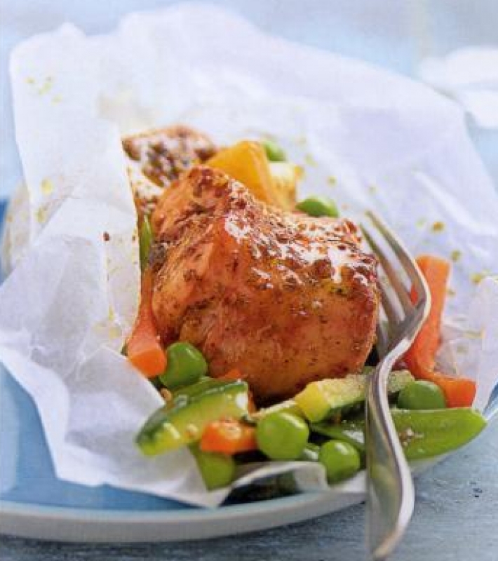 Papillote de lapin à la coriandre et au citron