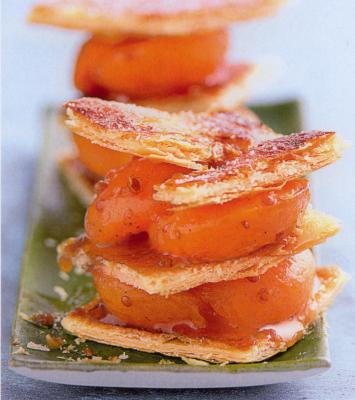 Feuilleté aux abricots caramélisés à la coriandre