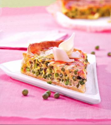 Tarte verte aux petits pois et fromage de brebis