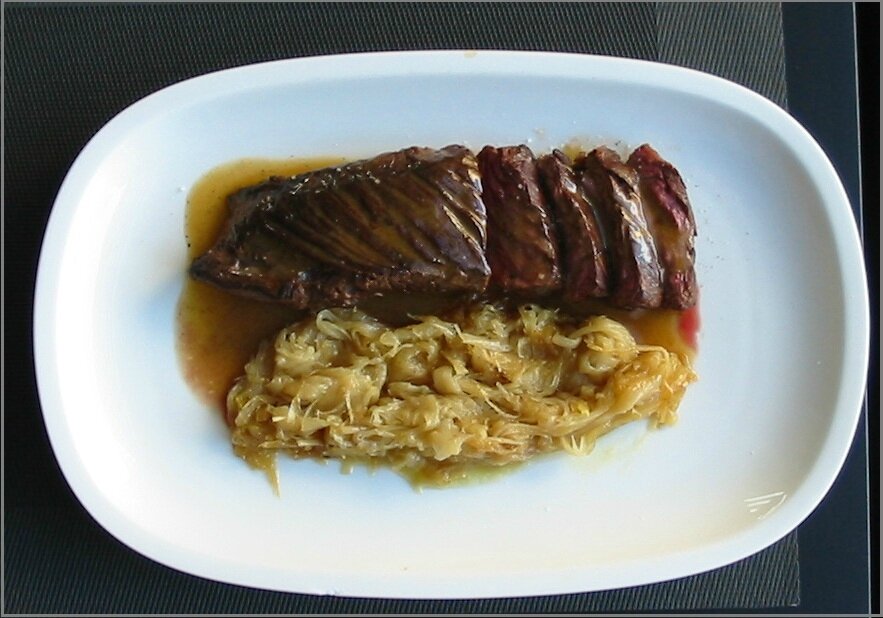 Onglet poêlé au cognac et aux échalottes