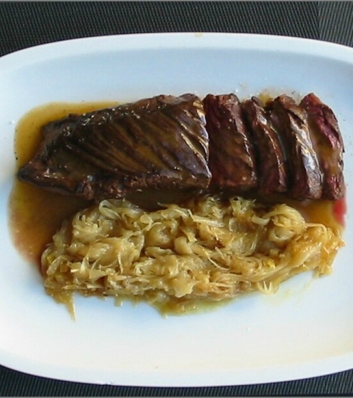 Onglet poêlé au cognac et aux échalottes
