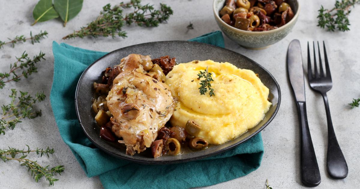 Polenta et lapins aux olives