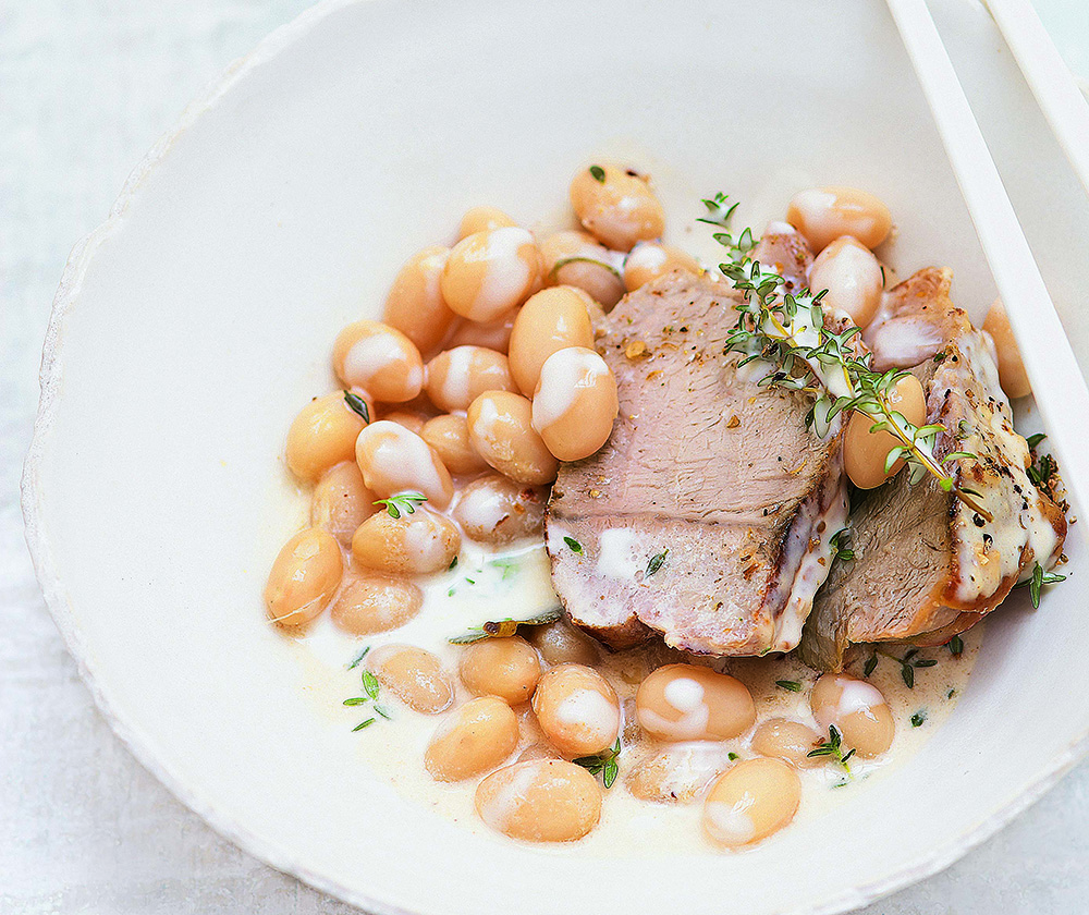 Rôti de veau au lait et cocos de paimpol