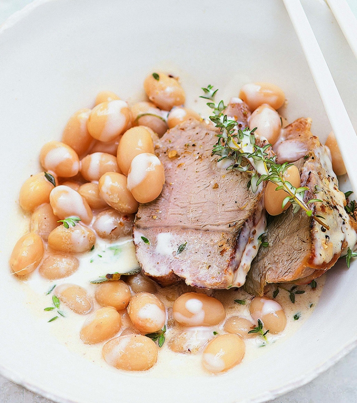 Rôti de veau au lait et cocos de paimpol