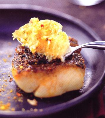 Poisson grillé au curry, purée de rutabaga