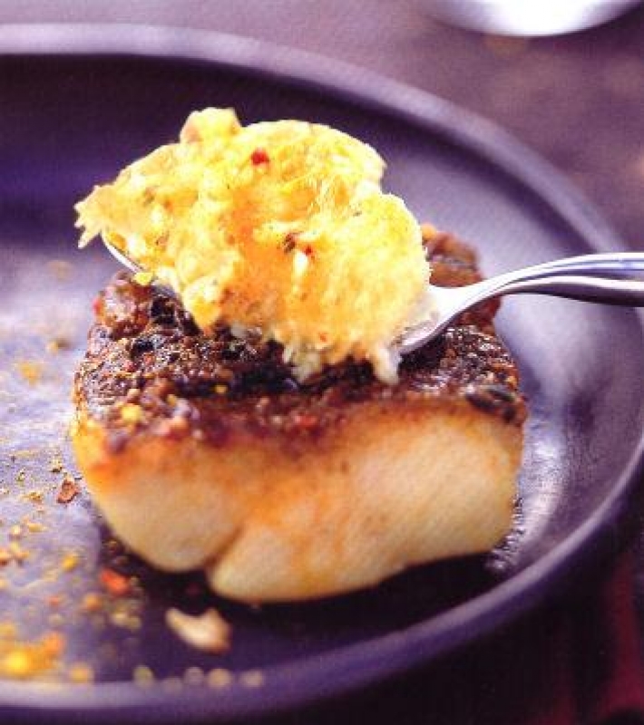 Poisson grillé au curry, purée de rutabaga