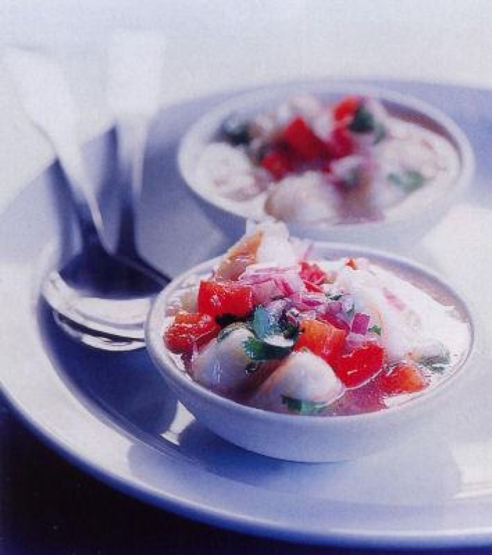 Crevettes marinées au poivron et aux herbes