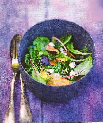 Salade de figues, jambon de parme, melon et fêta