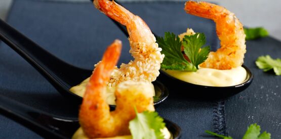 Crevettes en panure de sésame