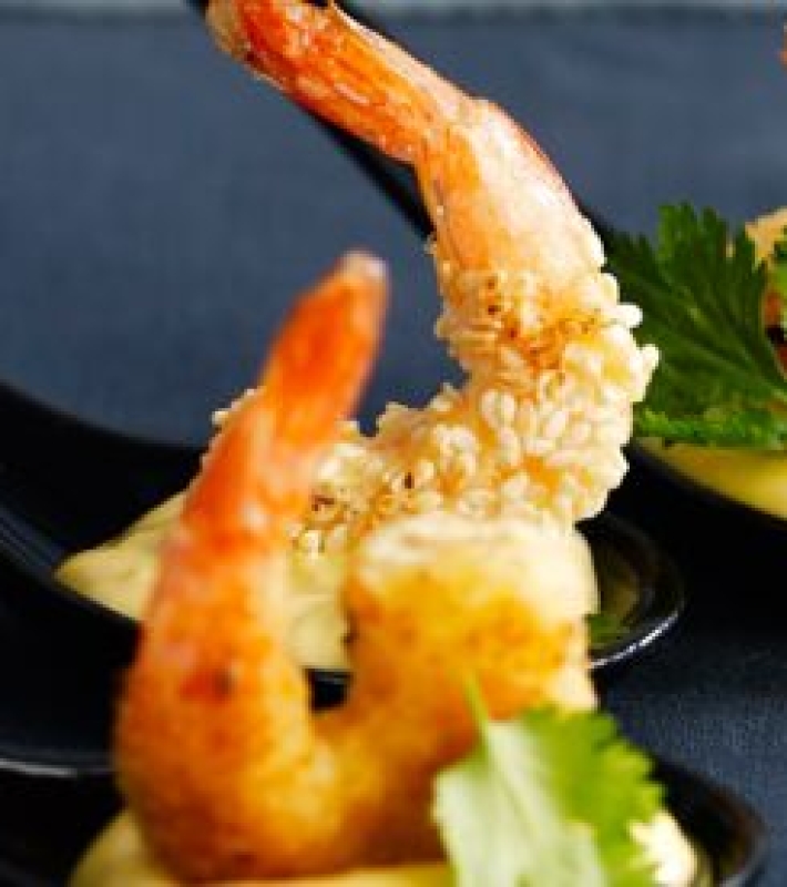 Crevettes en panure de sésame