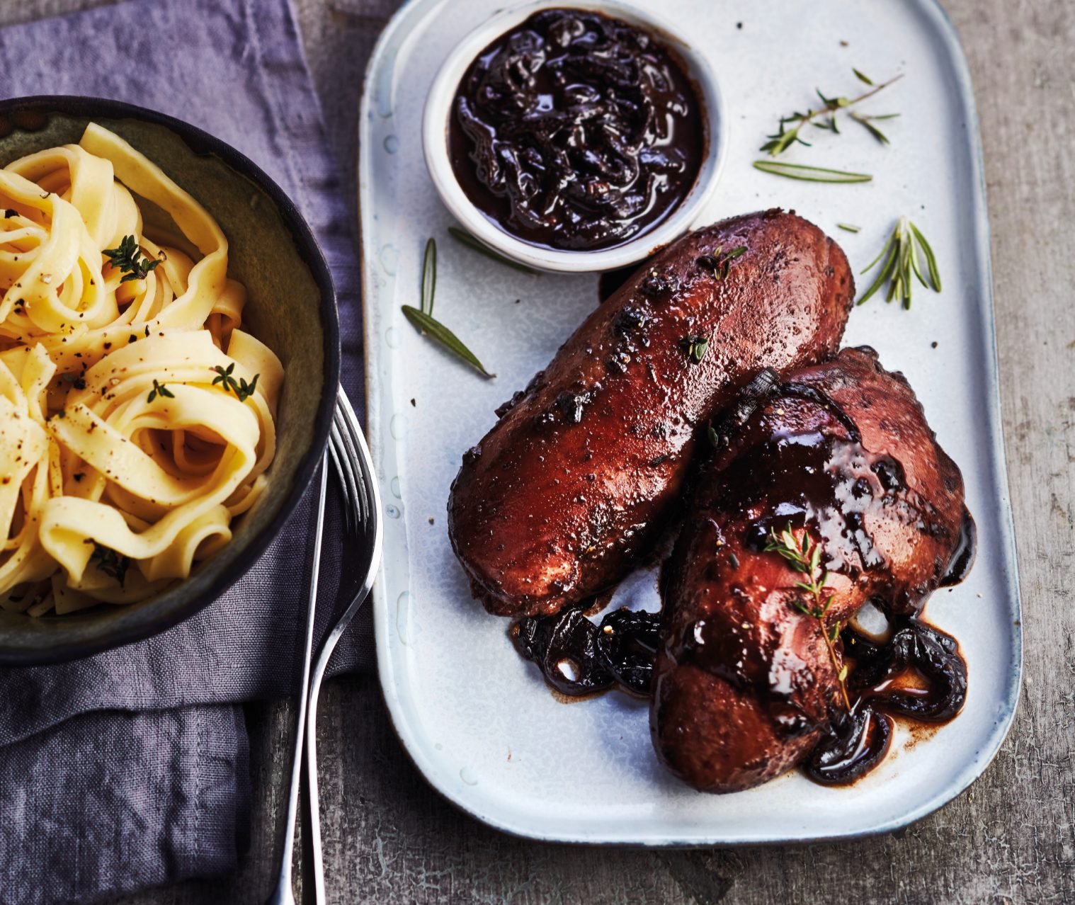 Rognons de porc au vinaigre balsamique, oignons et miel