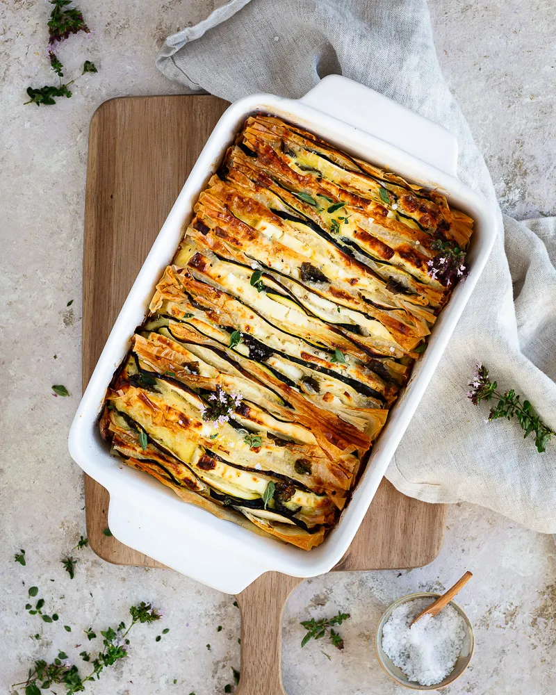 Crinkle courgette feta menthe