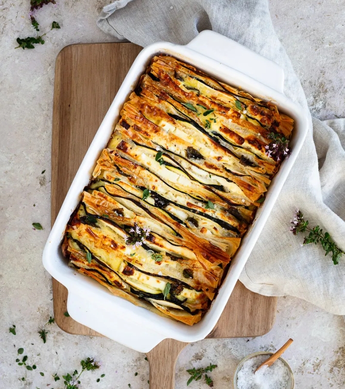 Crinkle courgette feta menthe