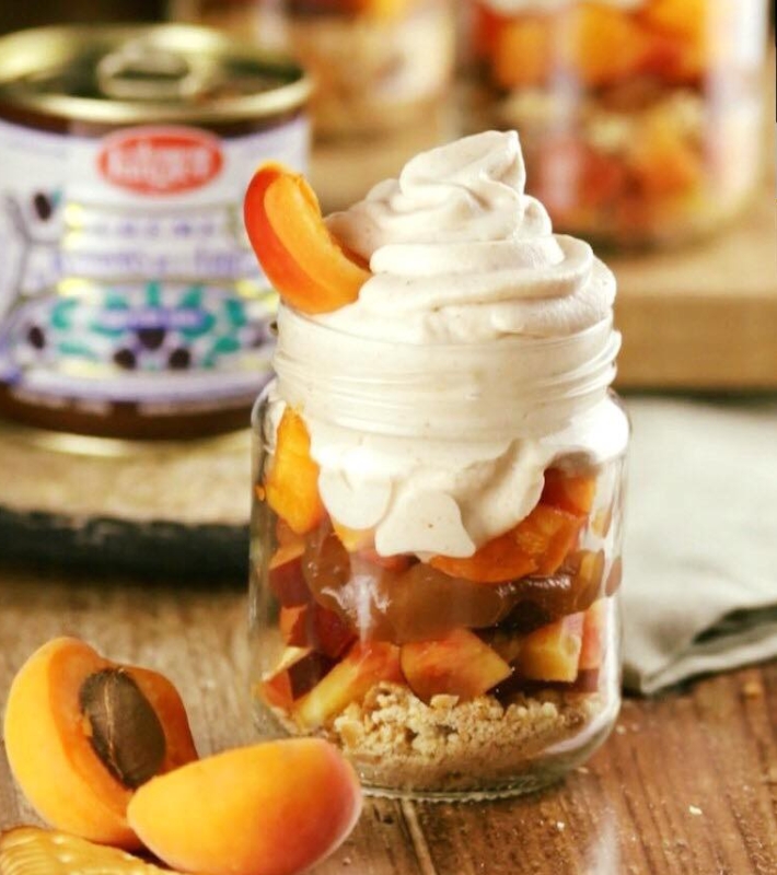 Verrines pêches et crème de marrons