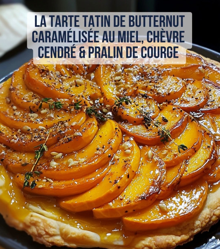 Tatin de Butternut Caram&eacute;lis&eacute;e au Miel et Ch&egrave;vre Cendr&eacute;
